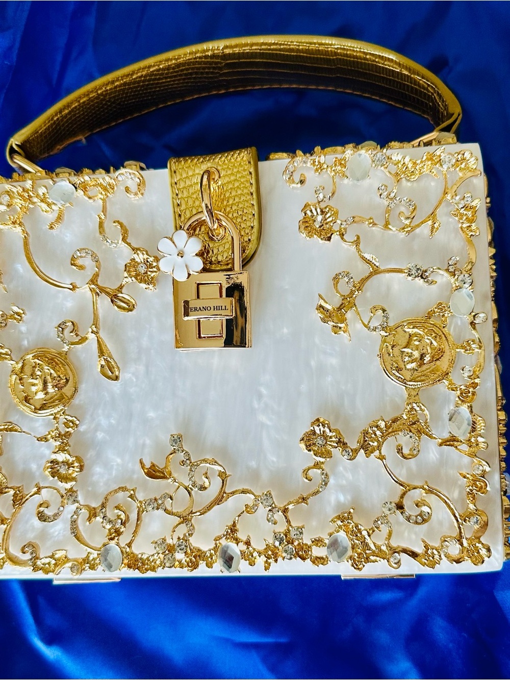 Verano Hill Gold & Pearl Embellished Handbag